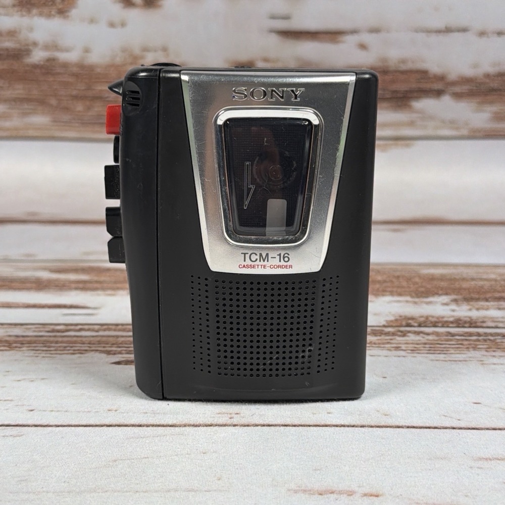 Sony TCM-16 Handheld Cassette Voice Recorder Player One Touch Black Tested